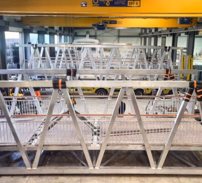 Fabrication de la passerelle aluminium pour Mézières-les-Metz