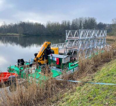 Chantier mise en place de la Passerelle piétonne à Sommerviller (54)