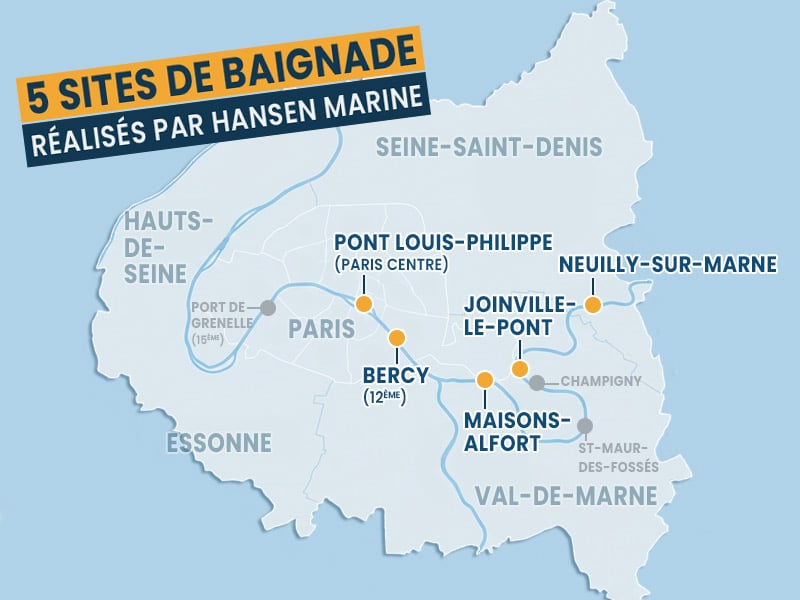 5 sites de baignades réalisés par Hansen Marine pour 2026